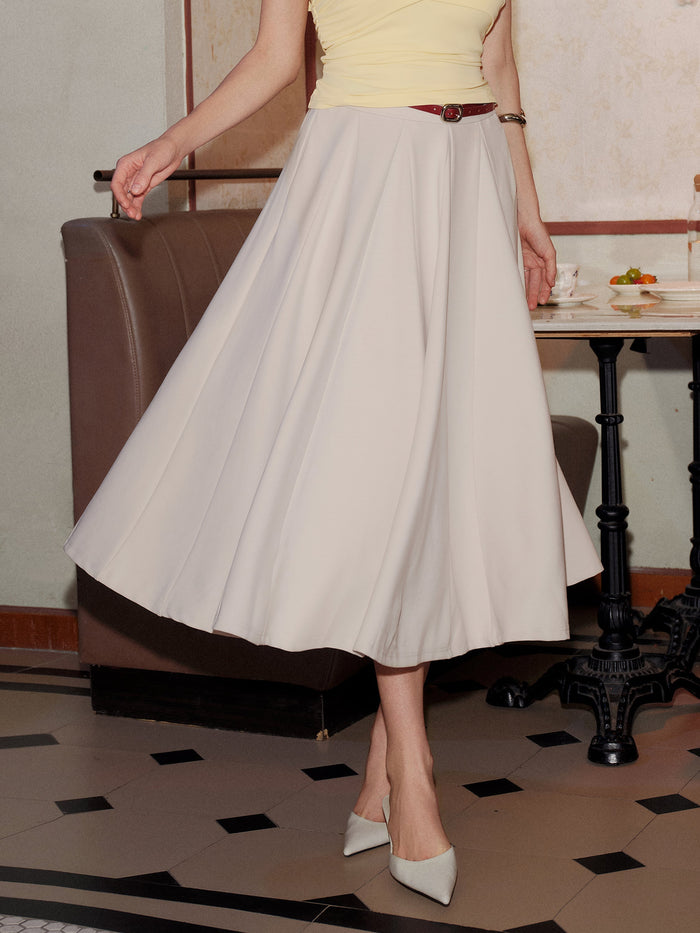 Lyocell Blend Volume Skirt with Pockets