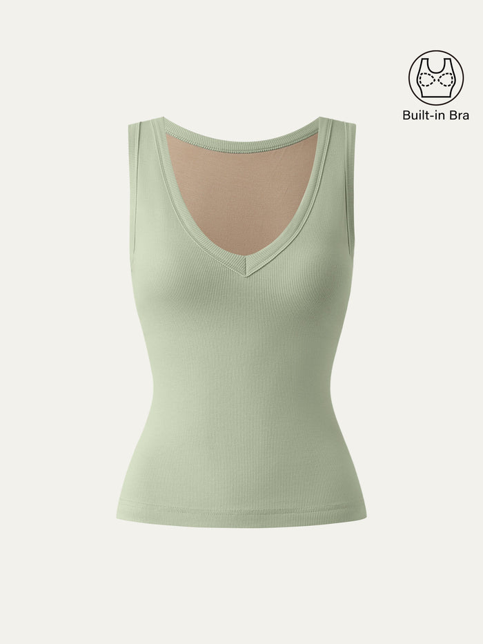Stretchy V-neck Cotton New Airy Bra Tank