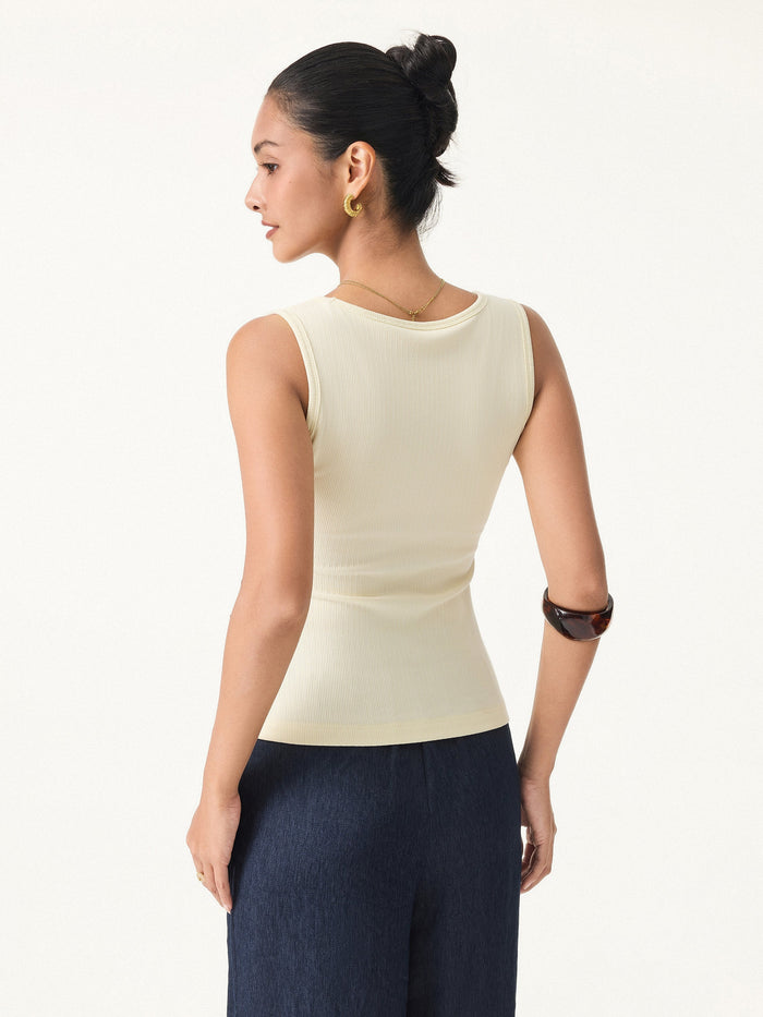2Pcs Set V-neck Sleeveless Bra Tank & A-line Mini Skirt with Built-in Shorts