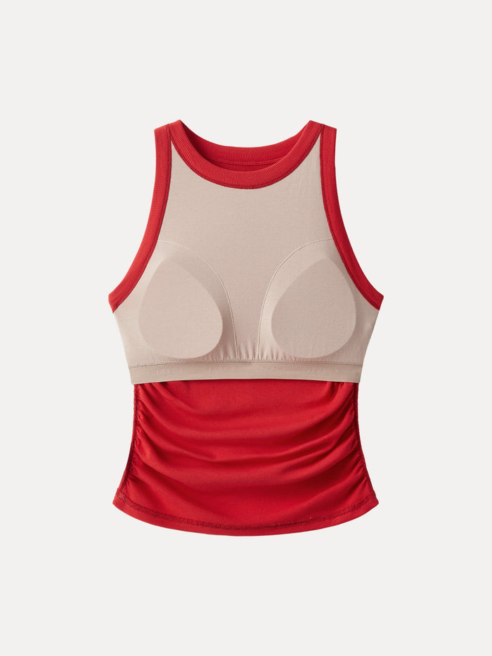 Crewneck Side Ruched Bra Tank