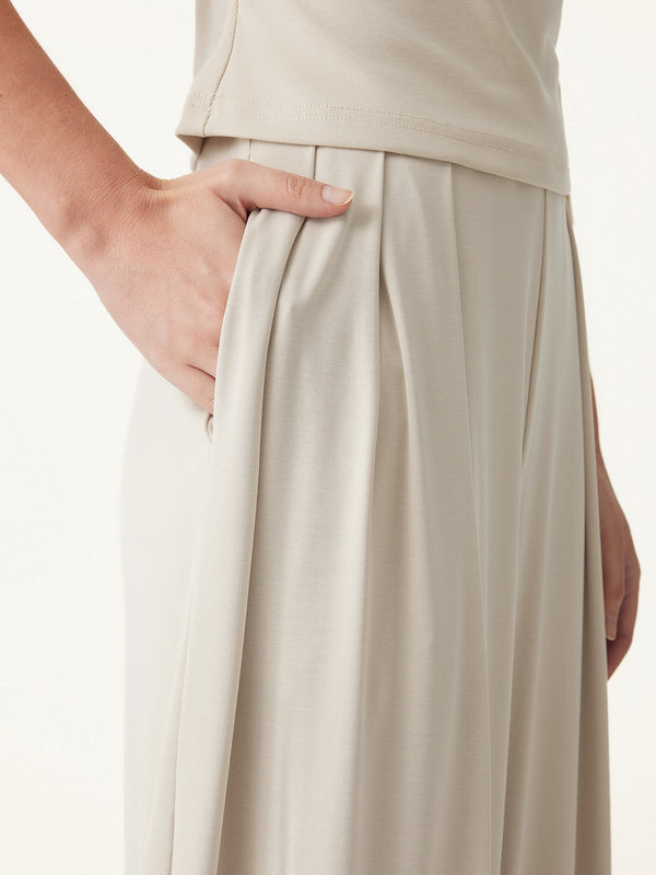 Mid Rise Pleated Wide Leg Palazzo Pants with Pockets