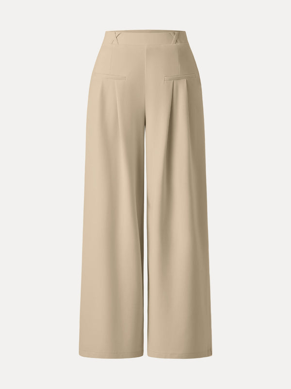 Mid Rise Wide Leg Trouser with Pockets Drapey Bamboo Ponte