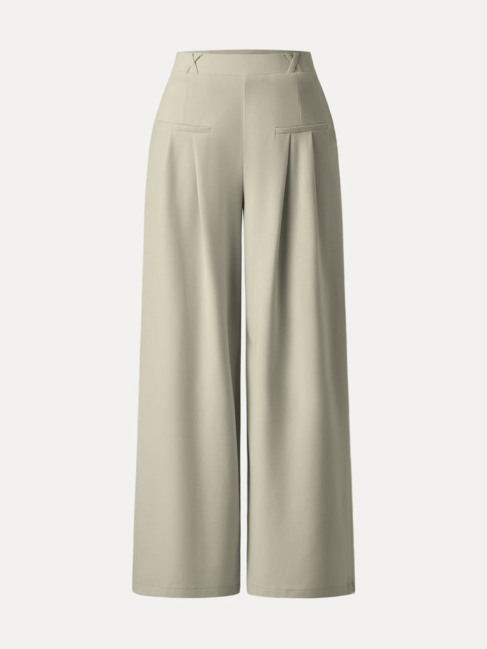 Mid Rise Wide Leg Trouser with Pockets Drapey Bamboo Ponte