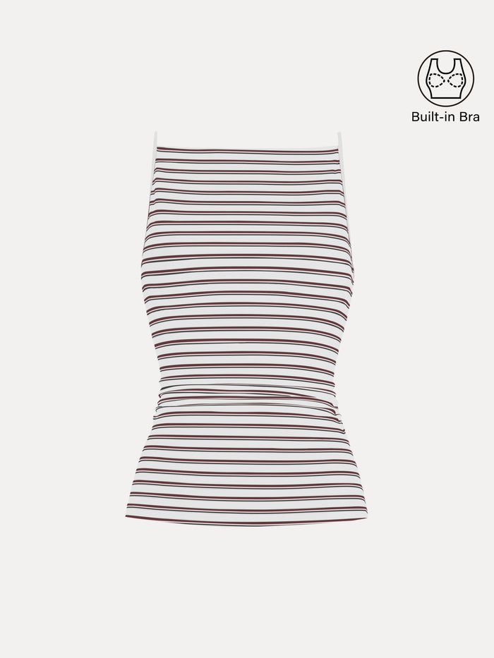 Striped Side Ruched Spaghetti New Airy Bra Tank
