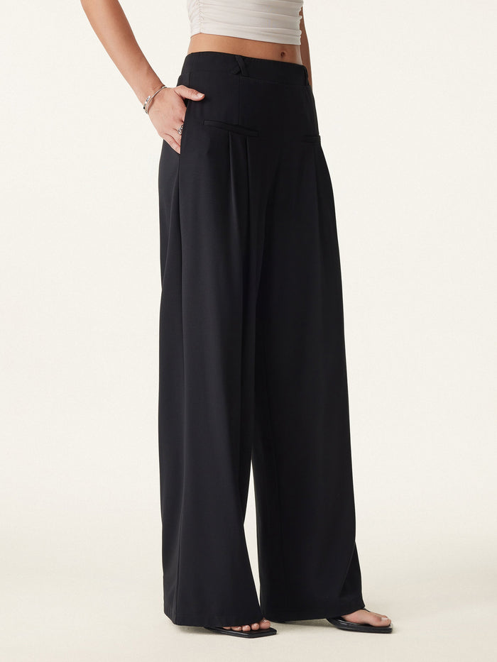 Mid Rise Wide Leg Trouser with Pockets Drapey Bamboo Ponte